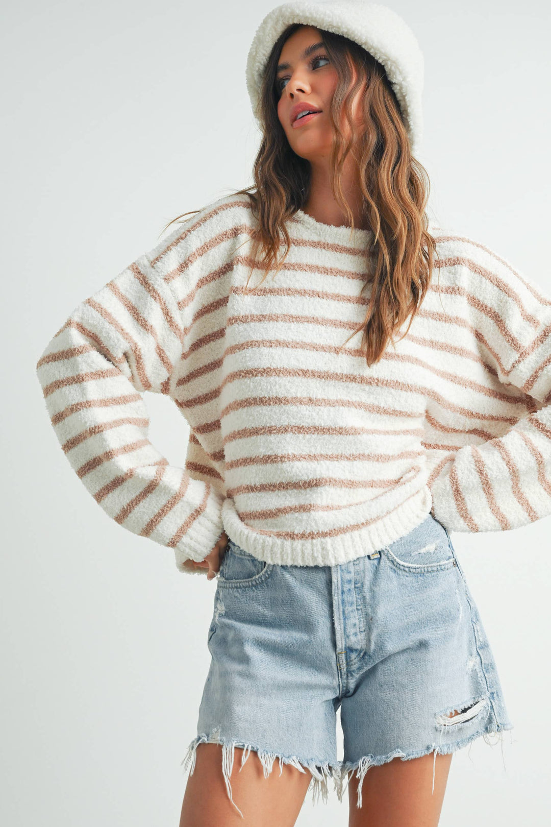 BASIC STRIPED KNIT SWEATER