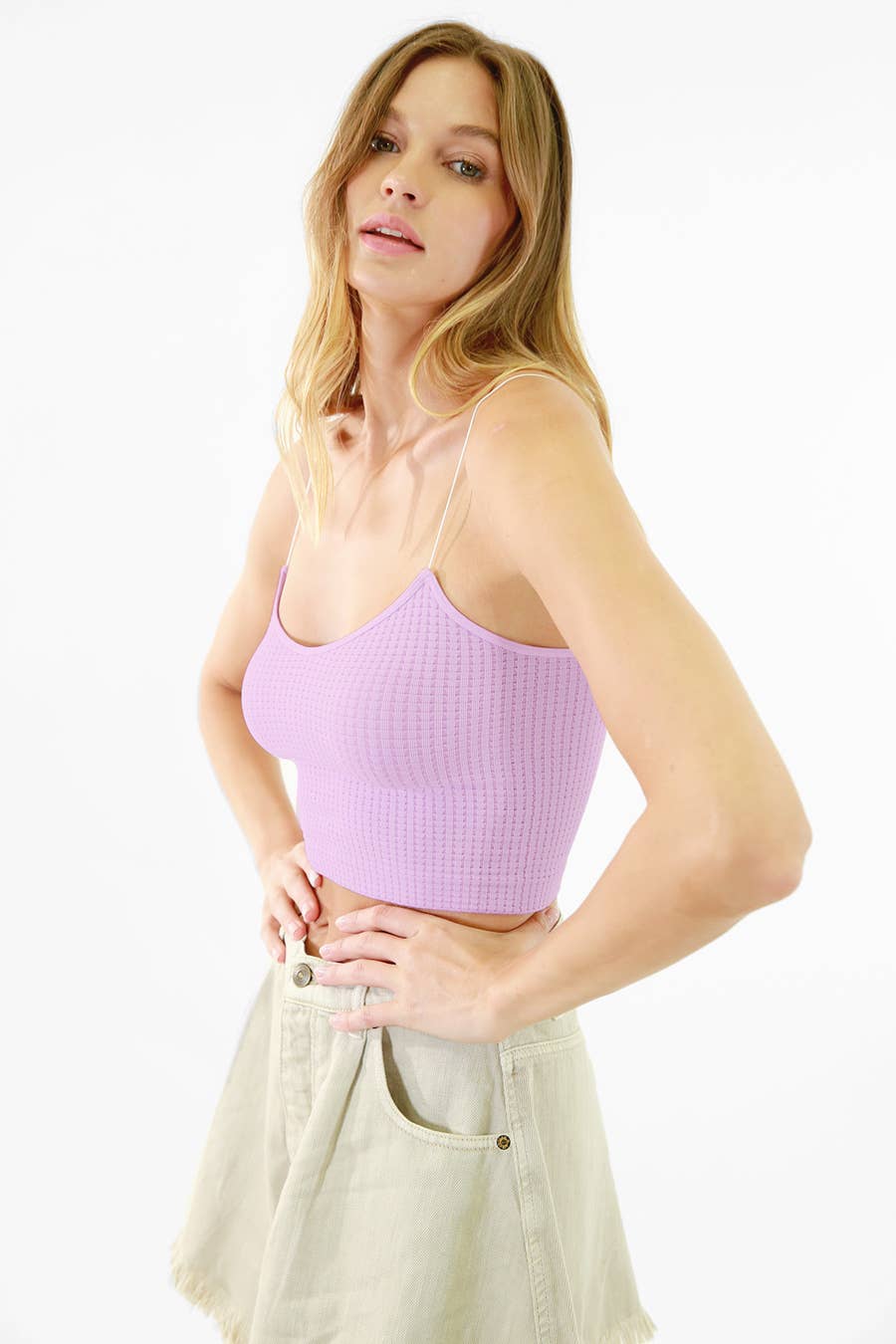 Waffle Crop Cami: FAIR ORCHID