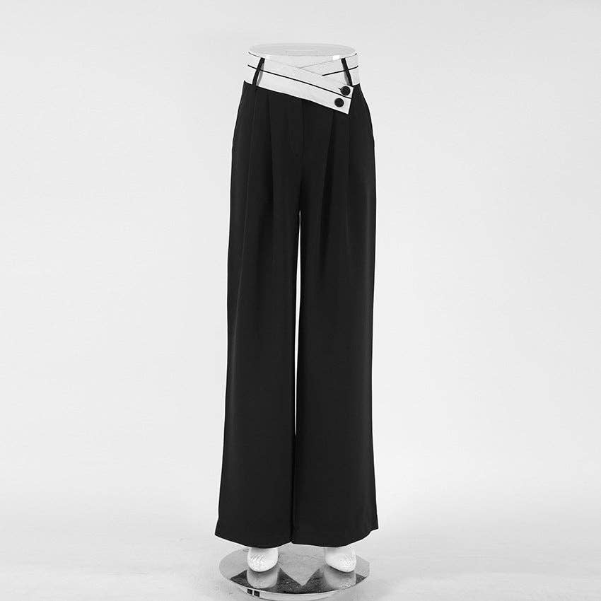 Black Split High Waist Wide Leg Loose Ladies Pant