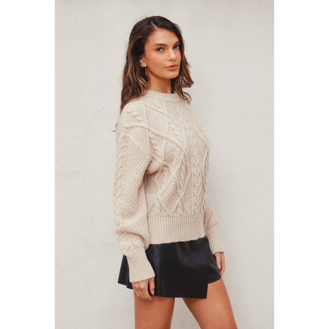 Chunky Cable Knit Sweater: MULBERRY