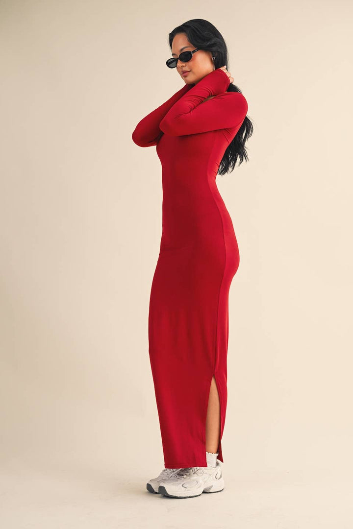 Soft Knit Jersey Maxi Dress: Chocolate
