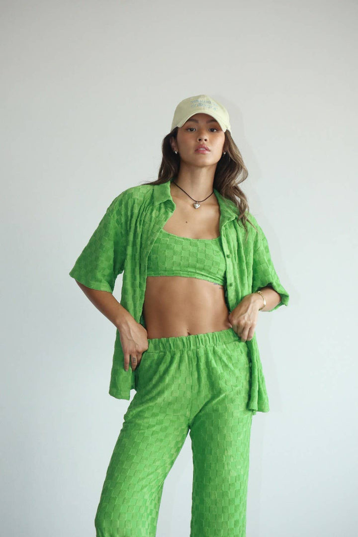 Checker Pants/ LIME