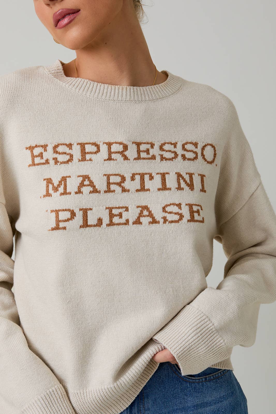 "ESPRESSO MARTINI PLEASE" SWEATER TOP