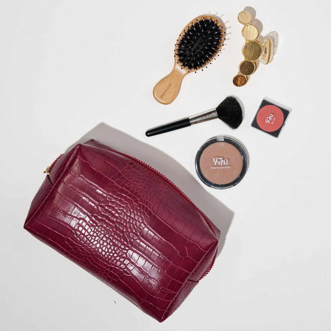 Croc Chic Cosmetic Pouch: Red