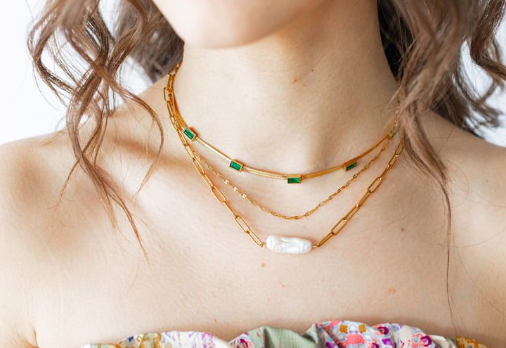 Lauren Kenzie, LLC - Emerald Stack Necklace