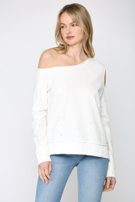 cut out shoulder long sleeve top