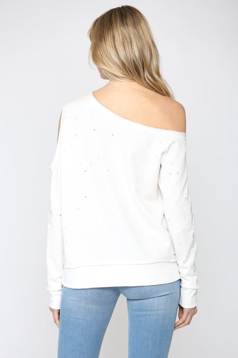 cut out shoulder long sleeve top