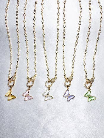 Lauren Kenzie, LLC - Crystal Butterfly Clasp Necklaces
